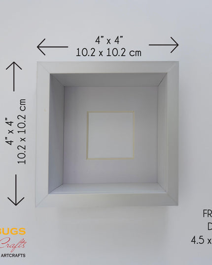 White 4x4 deep box photo frame: standing & hanging shadow box