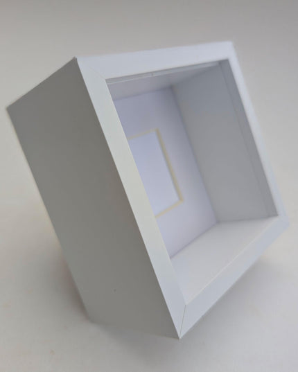 White 4x4 deep box photo frame: standing & hanging shadow box