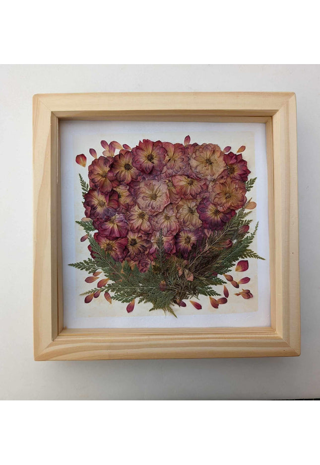 Pressed flower artwork: botanical watercolor painting, floral wall decor