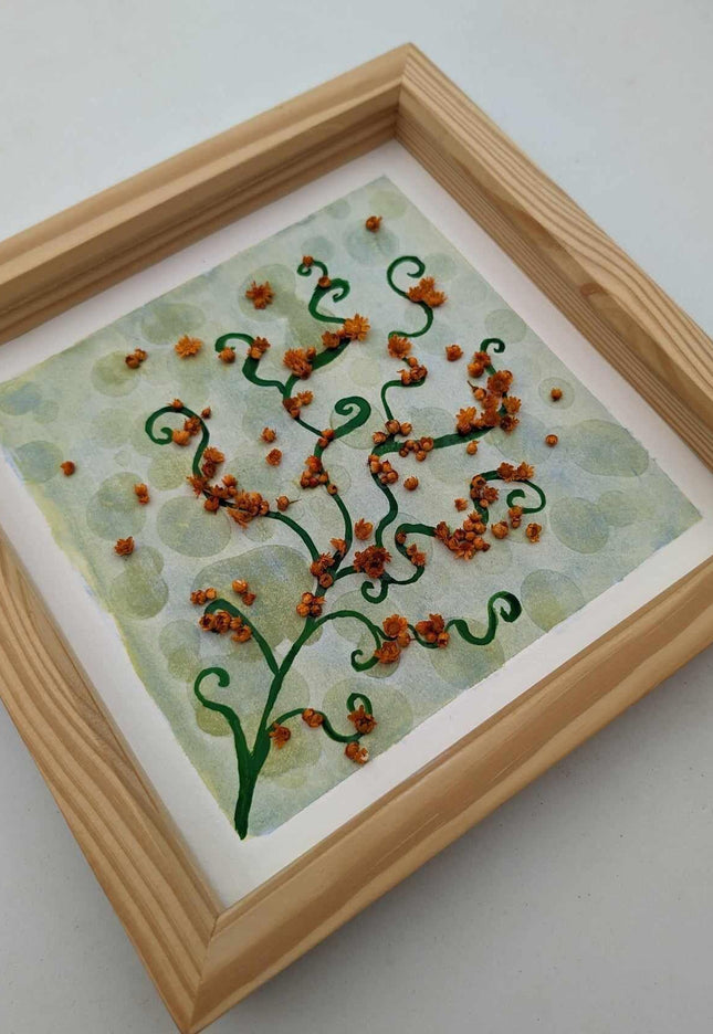 Pressed flower watercolor painting: botanical wall art