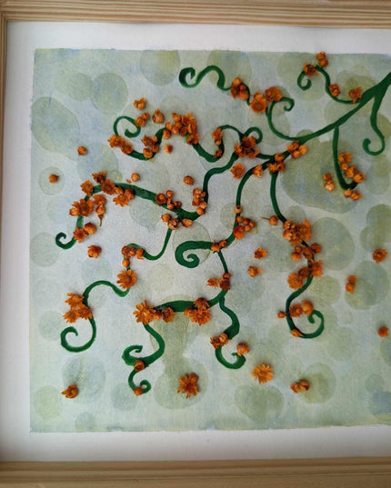 Pressed flower watercolor painting: botanical wall art