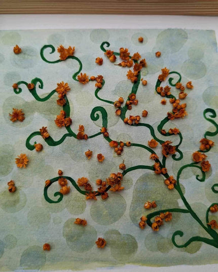 Pressed flower watercolor painting: botanical wall art