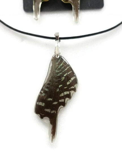 Iridescent urania butterfly wing earrings and choker set
