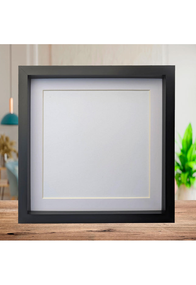 Black 3d box photo frame: 10x10 shadow picture frame with mount