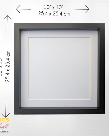 Black 3d box photo frame: 10x10 shadow picture frame with mount