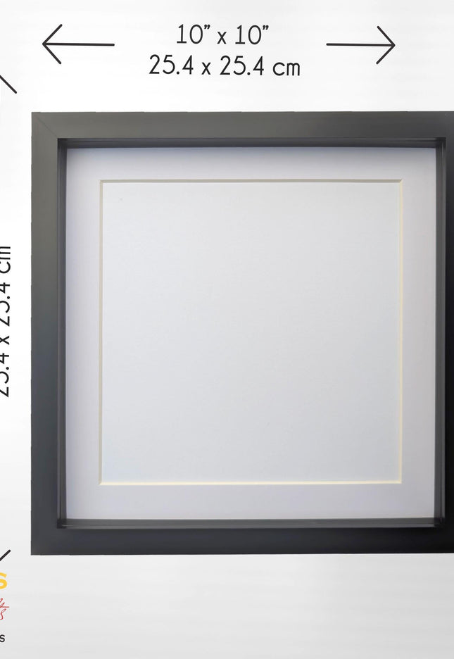 Black 3d box photo frame: 10x10 shadow picture frame with mount