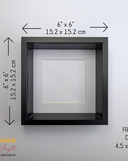 6x6 black deep box photo frame: standing & hanging shadow box