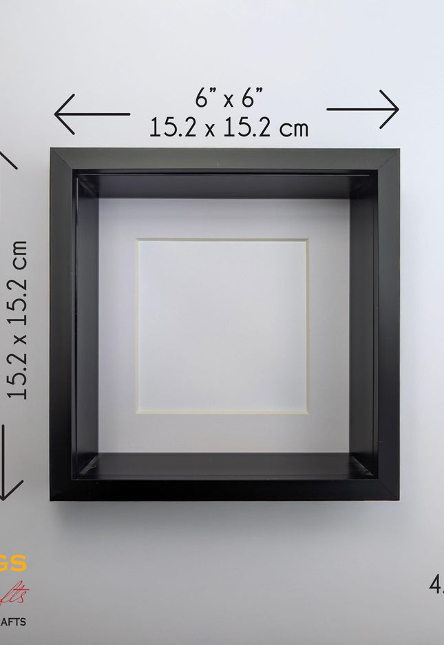 6x6 black deep box photo frame: standing & hanging shadow box