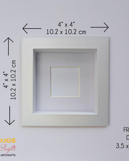 White 3d box photo frame 4x4: standing or hanging shadow box