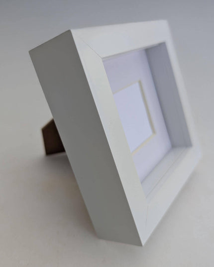 White 3d box photo frame 4x4: standing or hanging shadow box