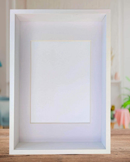 A4 white 3d shadow box frame: standing & hanging display