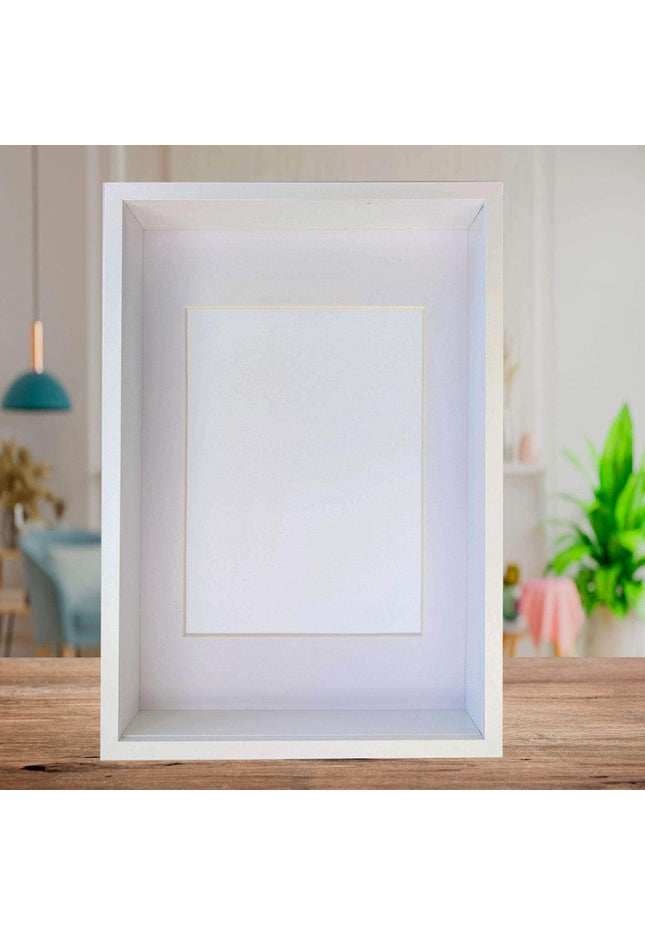 A4 white 3d shadow box frame: standing & hanging display