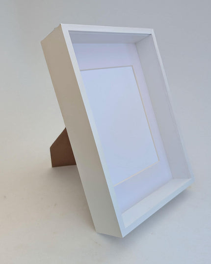 A4 white 3d shadow box frame: standing & hanging display