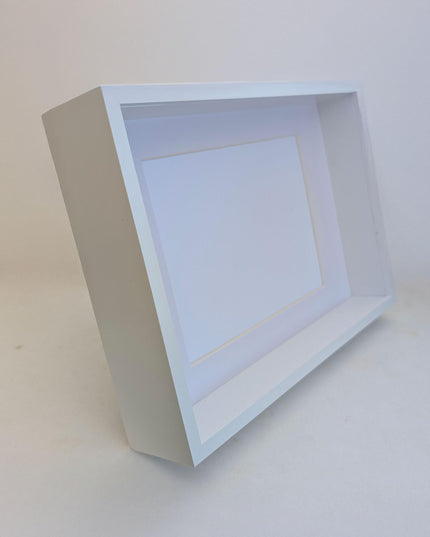 A4 white 3d shadow box frame: standing & hanging display
