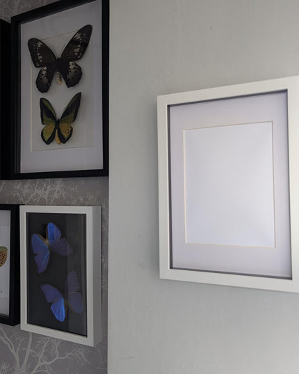 A4 white 3d shadow box frame: standing & hanging display
