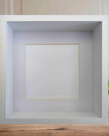 8x8 white 3d box photo frame: shadow display with mount