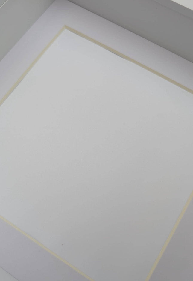 8x8 white 3d box photo frame: shadow display with mount