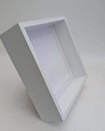 8x8 white 3d box photo frame: shadow display with mount