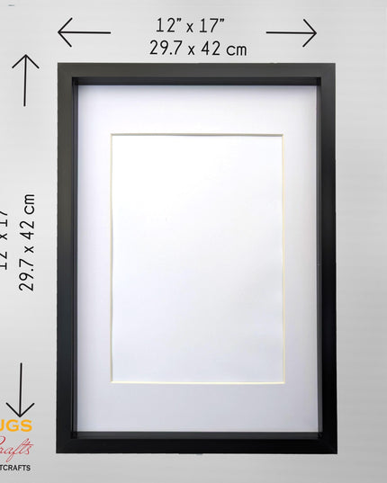 Black a3 3d box photo frame: shadow picture frame with mount