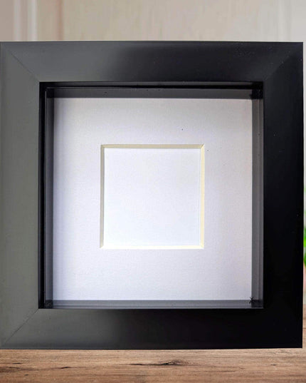 Black 4x4 shadow box frame: standing or hanging display