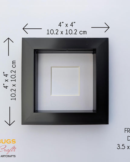 Black 4x4 shadow box frame: standing or hanging display
