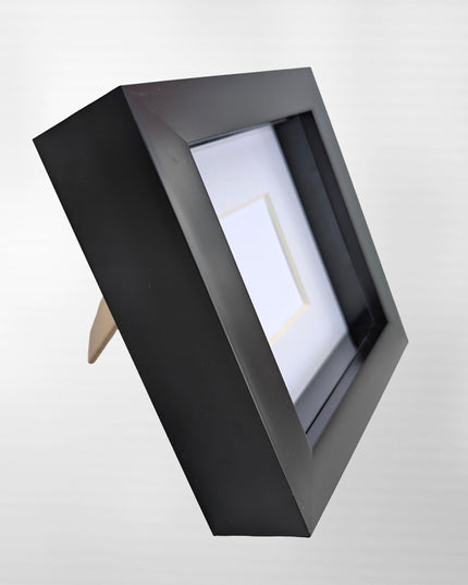 Black 4x4 shadow box frame: standing or hanging display