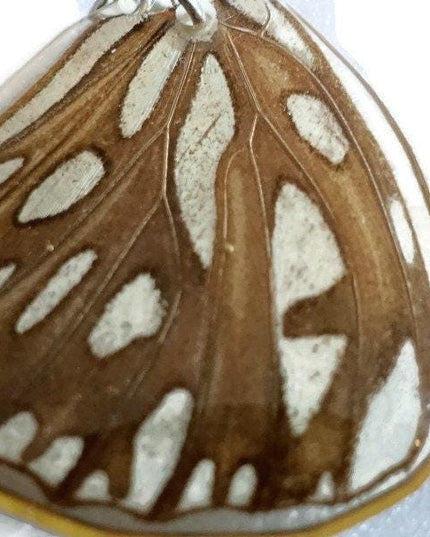Dione moneta moneta,  mexican silver-spot, resin butterfly real wings two different sides earrings